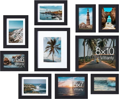 10 Pack Collage Wall Gallery Picture Frames - Multi Sizes (BLACK) - Image 1 of 4
