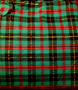 Holiday Cotton Fabric Red & Green Plaid with Gold Threads - 2.88 yards x 44" - Picture 1 of 4
