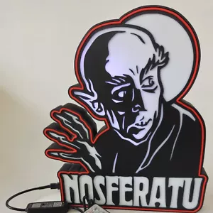 Nosferatu Supporto Horror Vampiro Stampato in 3D Scaffale Arte LED Lightbox con Controller - Foto 1 di 5