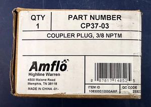 Amflo #CP37-03, Coupler Plug 3/8 NPTM - Picture 1 of 3