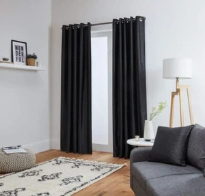 Cortinas de anillo de ojales totalmente forradas de seda sintética para lazos de sala de estar - Imagen 1 de 14