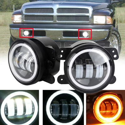 Luces antiniebla LED DRL antiniebla de 4" luces halo ojo de ángel para Dodge RAM 1500 2500 3500 1994-2010 Foto 1 de 4