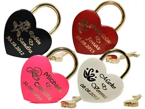 NUEVO candado de amor corazón con grabado a petición grande 60x45 mm candado - Imagen 1 de 16