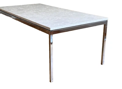 Florence Knoll Design Chrome Stone Marble Glass Coffee Side End Table Vtg Mcm - Image 1 of 4