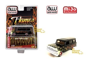 Auto World 1:64 Mijo Exclusive 1965 Chevrolet Suburban Custom Matte Black Flames - Imagen 1 de 1
