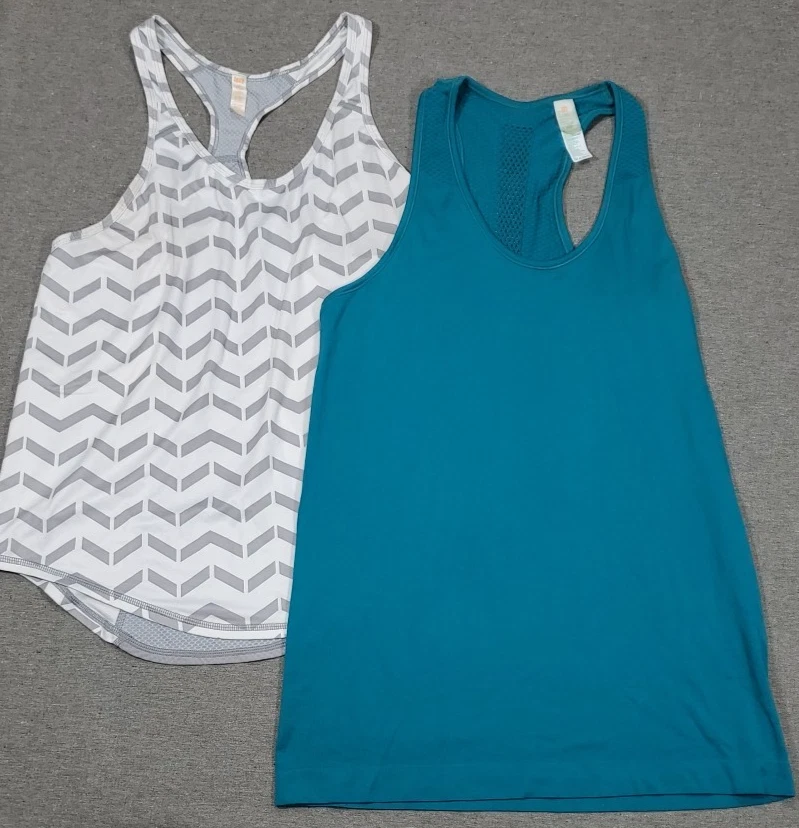 Lote de 2 camisetas sin mangas Lucy Tangerine espalda cruzada gris y blanco, verde azulado para mujer talla M yoga Foto 1 de 4
