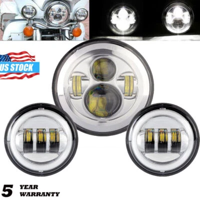 Faros LED de 7 pulgadas y focos antiniebla de 4,5" para Harley Heritage Softail Classic Foto 1 de 4