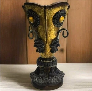Vintage Weihwasser Gold Bronze Gelber Stein Vase Skulptur Figur - Bild 1 von 9