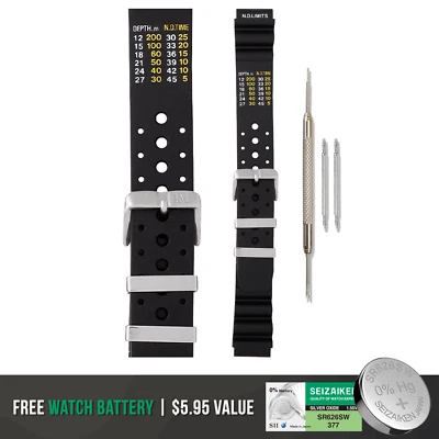 Correa de reloj Morellato Bomber de goma negra - resistente al agua + batería extra Foto 1 de 4