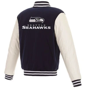 NFL Seattle Seahawks Chaqueta Polar Reversible Mangas PVC Logotipos Bordados JHD - Imagen 1 de 6