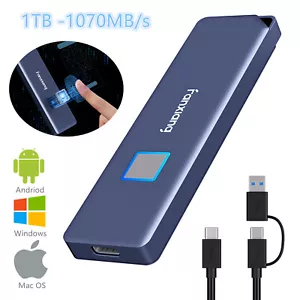 Fingerprint External SSD 1TB 1070MB/s USB 3.2 Gen 2 Portable Solid State Drive - Picture 1 of 11