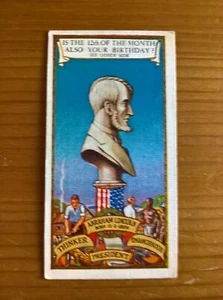 Abraham Lincoln cigarette card (Ardath Your Birthday Tells Your Fortune no. 12) - Picture 1 of 2