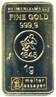 Lingotto d'oro - Gold Ingot bar : 1 gram of pure gold 999.9 24k Heimerle + Meule