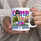Camp Hair Don't Care 11Oz White Mug Gift Happy Camper Bright Coffee Cup