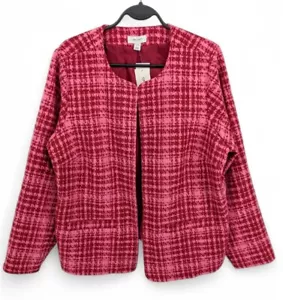 Chaqueta Blazer On 34th Para Mujer Talla Grande Tweed Sin Cuello Rosa 16W $79.50 - Imagen 1 de 3
