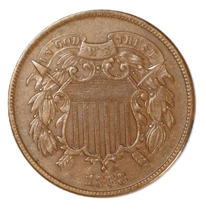 1868 Two Cent US Early Type Coin 2C - Picture 1 of 2