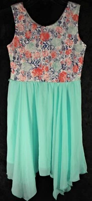 Amy's Closet Sleeveless Dress Girl's Size 10 Pastel Green Floral Lace - EUC - Image 1 of 3