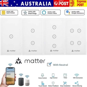 1/2/3/4 Gang Matter Smart Wifi Touch Light Switch For Homekit Alexa Google Home - Picture 1 of 24