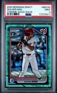 2024 Bowman Draft-#BDC-62 Seaver King 1st Chrome Aqua Wave Refractor /125 PSA 9 - Picture 1 of 2