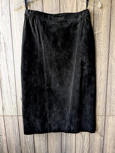 Vintage Adler Genuine Suede Black Skirt Lined Size 5 - Picture 1 of 8