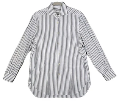 Camisa de vestir Kiton Napoli de algodón con cuello extendido blanca a rayas para hombre talla 16,5/42 Foto 1 de 4