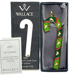 2014 ICE SKATE Wallace USA vergoldet jährliches Zuckerstangenornament mit Box & Etui - Bild 1 von 7