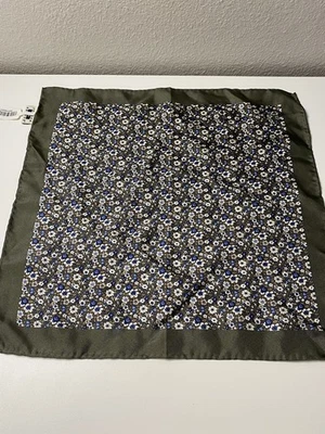JOSEPH ABBOUD Mens Silk Handkerchief Green Floral Print Pocket Square 13" NWT - Image 1 of 4