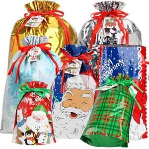 Confezione 40 Sacchetti Regalo Con Coulisse Natalizie Con Etichette, Misure Assortite Riutilizzabili Foi... - Foto 1 di 9