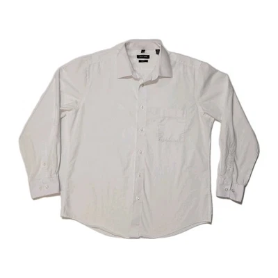 Pierre Cardin Mens Slim Fit Button-Down White Cotton Shirt Size L 16-16.5 34/35 - Image 1 of 4