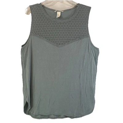 Camiseta sin mangas de viscosa con corpiño superior de encaje verde XL de H&M para mujer Foto 1 de 4