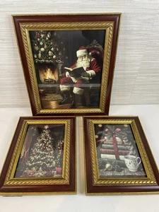 Weihnachten gerahmte Drucke Menge 3 klassische Santa 8x10 Bücher rot gold zeitlos 5x7 - Bild 1 von 11