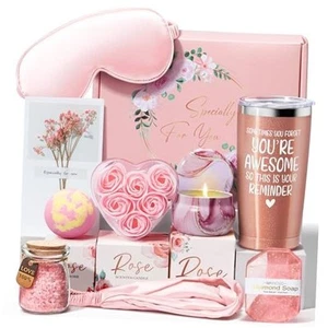 Birthday Gifts for Women Friendship, Rose Relaxing Spa Gifts Basket for Women - Picture 1 of 7