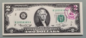Billete de dos dólares de la Reserva Federal 1976 $2 con matasellos primer día de emisión #96406 - Imagen 1 de 2