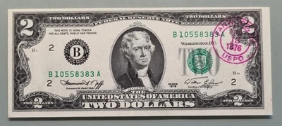 1976 Two Dollar Federal Reserve Note $2 with Postmark  First Day of Issue #96406 - Image 1 of 2