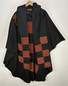 Vintage Woll Poncho Wickelmantel mit Kapuze Schal geometrische Kunst zu tragen Osgood Smuk - Bild 1 von 15