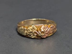Vintage J Co 10k Black Hills Gold Ring 12k Gold Trim Size 4.75 - Picture 1 of 24
