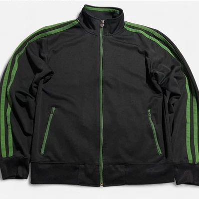Vintage Old Navy Athletic Co Track Jacket L Black Green Stripe Zip Up 90s Y2K - Image 1 of 4