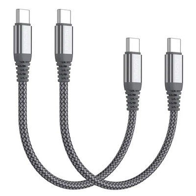 USB C Cable 2Pack 0.5Ft 60W Fast Charge Nylon Braided Type-C Cord iPhone Samsung - Image 1 of 4