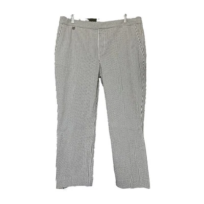Брюки Lauren Ralph Lauren Seersucker серые белые в полоску пляжные хлопковые размер 14 - Изображение 1 из 4