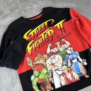 Street Fighter II Sudadera Para Hombre Grande Negra Roja BoxLunch Cuello Redondo Vellón - Imagen 1 de 16