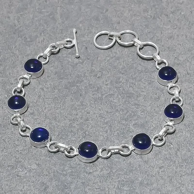 Tanzanite Quartz Round Shape Gemstone Fashion Gift Jewelry Bracelet 7-8" SR 3004 - Image 1 of 4
