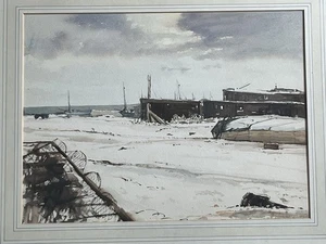 Max Brimmell 1917-1993 Moderno Británico - Invierno en Hastings Acuarela Bellas Artes - Imagen 1 de 10