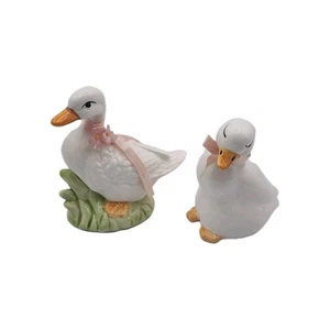 Vintage Ente Paar Figuren 80er Porzellan Cottagecore Bauernhaus Deko Statue - Bild 1 von 21