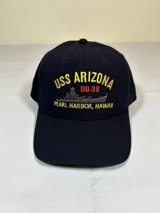 Gorra USS Arizona BB-39 Pearl Harbor, Hawaii bordada con cierre a presión - Imagen 1 de 6