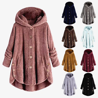 Chaqueta Abrigo Invierno Piel Para Mujer Suéter Cálido Polar Con Capucha Botón Parka *20% DE DESCUENTO* Foto 1 de 4