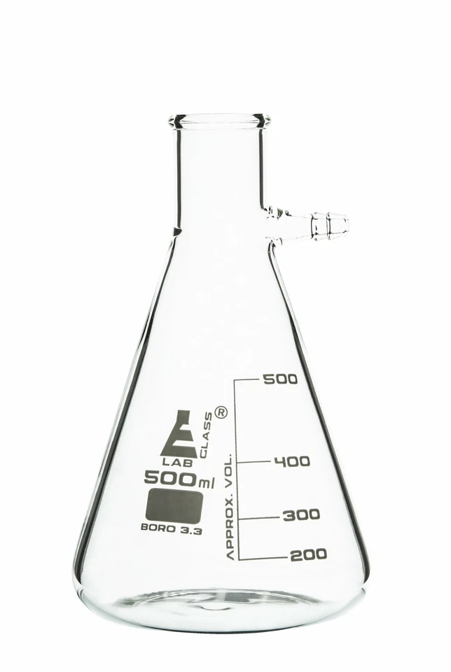 Eisco Labs 500ml Filtering Conical Flask, Integral Side Arm - Borosilicate Glass - Image 1 of 1