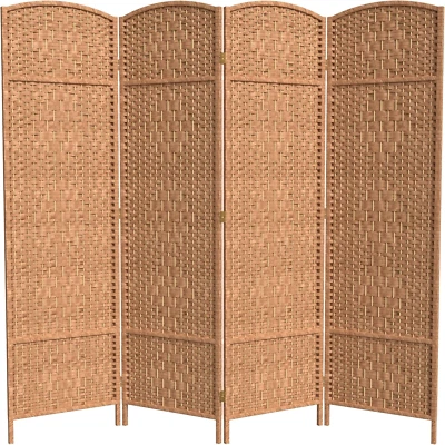 6 pies Divisor de habitación de 4 paneles natural de fibra tejida de diamante alto Foto 1 de 4