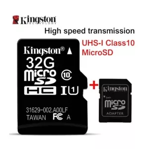 32GB Class10 80MB /s Kingston Memory Card SD HC Micro SD UHS-I with Adapter UK - Picture 1 of 3