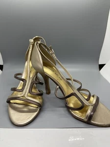 Antonio Melani elegante hochhackige Damen-Sandale braun/gold Größe 7,5 formell - Bild 1 von 6