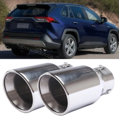 2PCS For Toyota Rav4 Exhaust Pipe Tip Rear Tail Throat Muffler Stainless Steel Foto 1 de 4